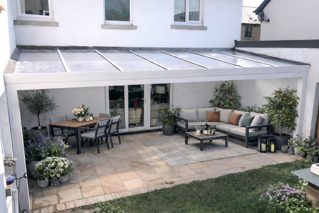 Struts Veranda customizable aluminium veranda with glass sliding doors