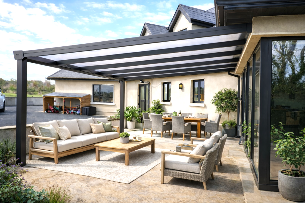 Struts Veranda customizable aluminium veranda with glass sliding doors
