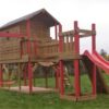 Deluxe Treehouse with Bridge Link, Slide & Swings