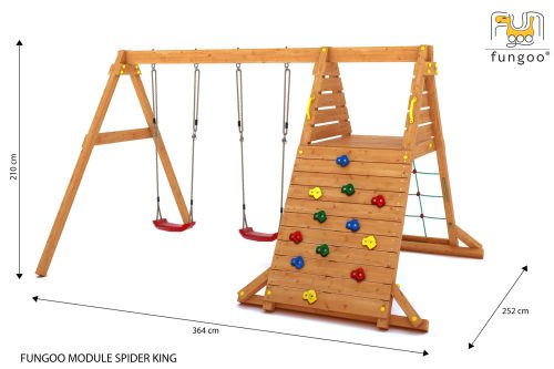FUNGOO SPIDER KING Climbing Wall and Swing Play Set