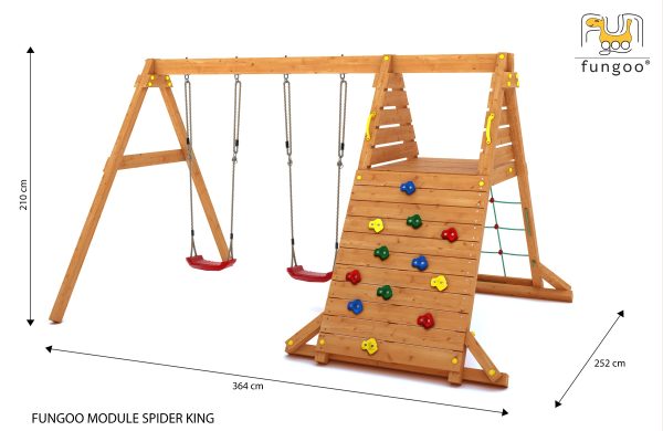 FUNGOO SPIDER KING Climbing Wall and Swing Play Set