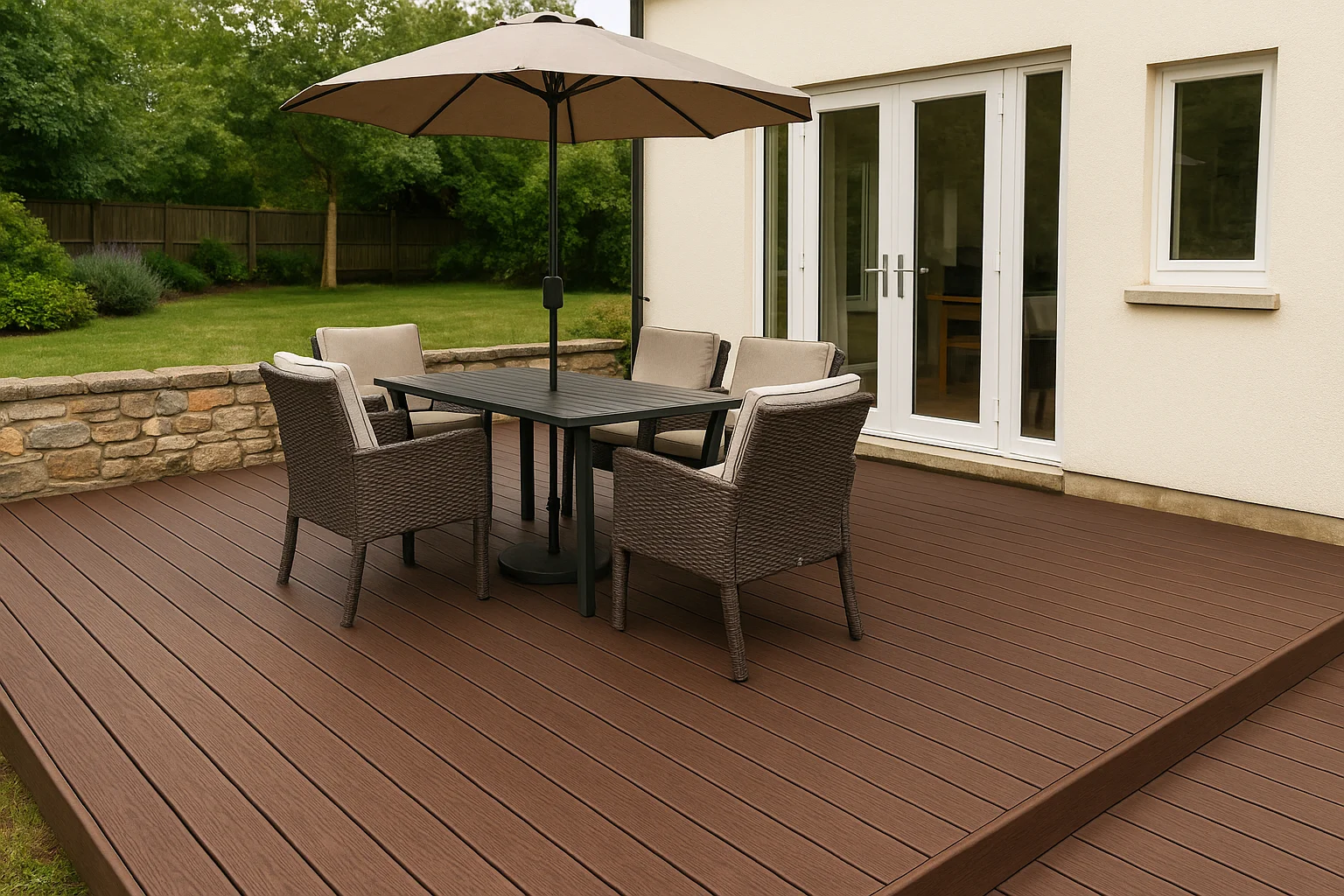 Brown Woodgrain Finish Composite Decking