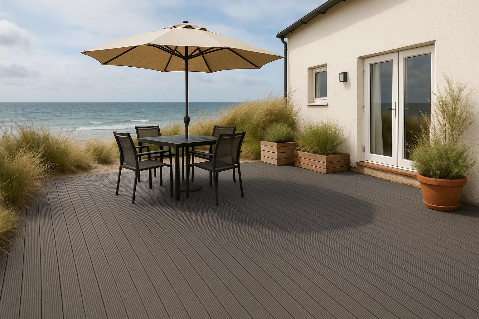 Charcoal Narrow Ribbed Finish Composite Decking