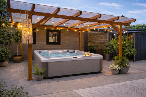 Standalone timber pergola with polycarbonate roof Standalone timber pergola with polycarbonate roof