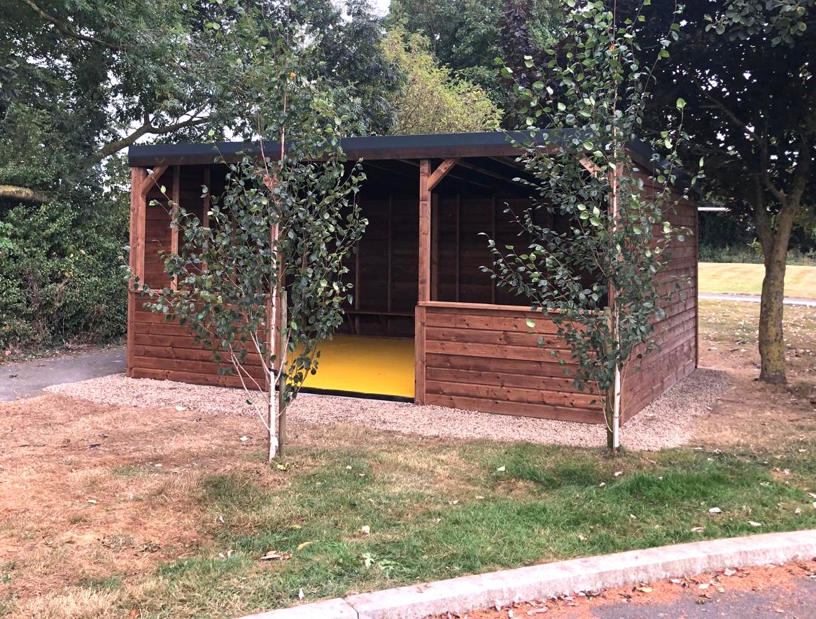 Outdoor wooden classroom and learning space for school playgrounds