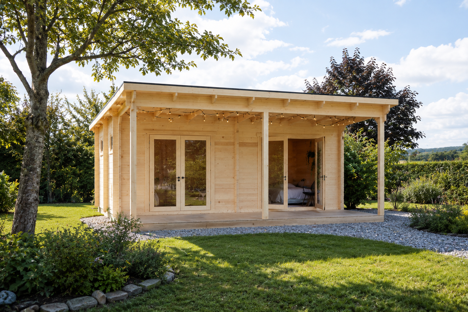 Lena Timber Cabin with Covered Patio Lena Timber Cabin with Covered Patio