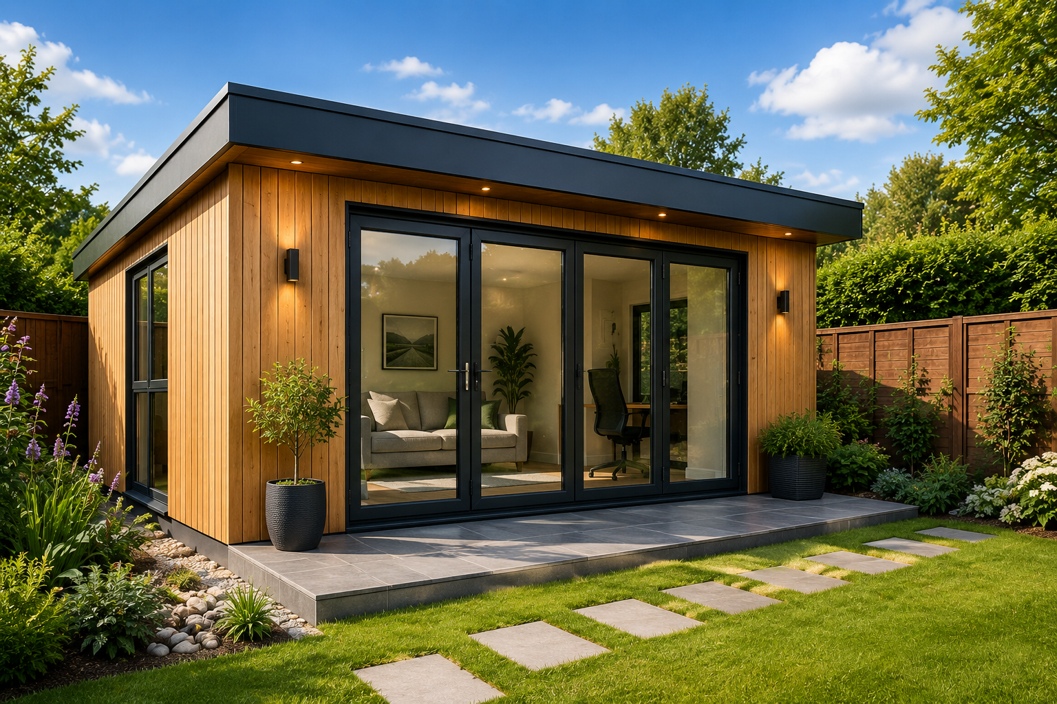 Cedar Clad Garden Room installed by All About Outdoors