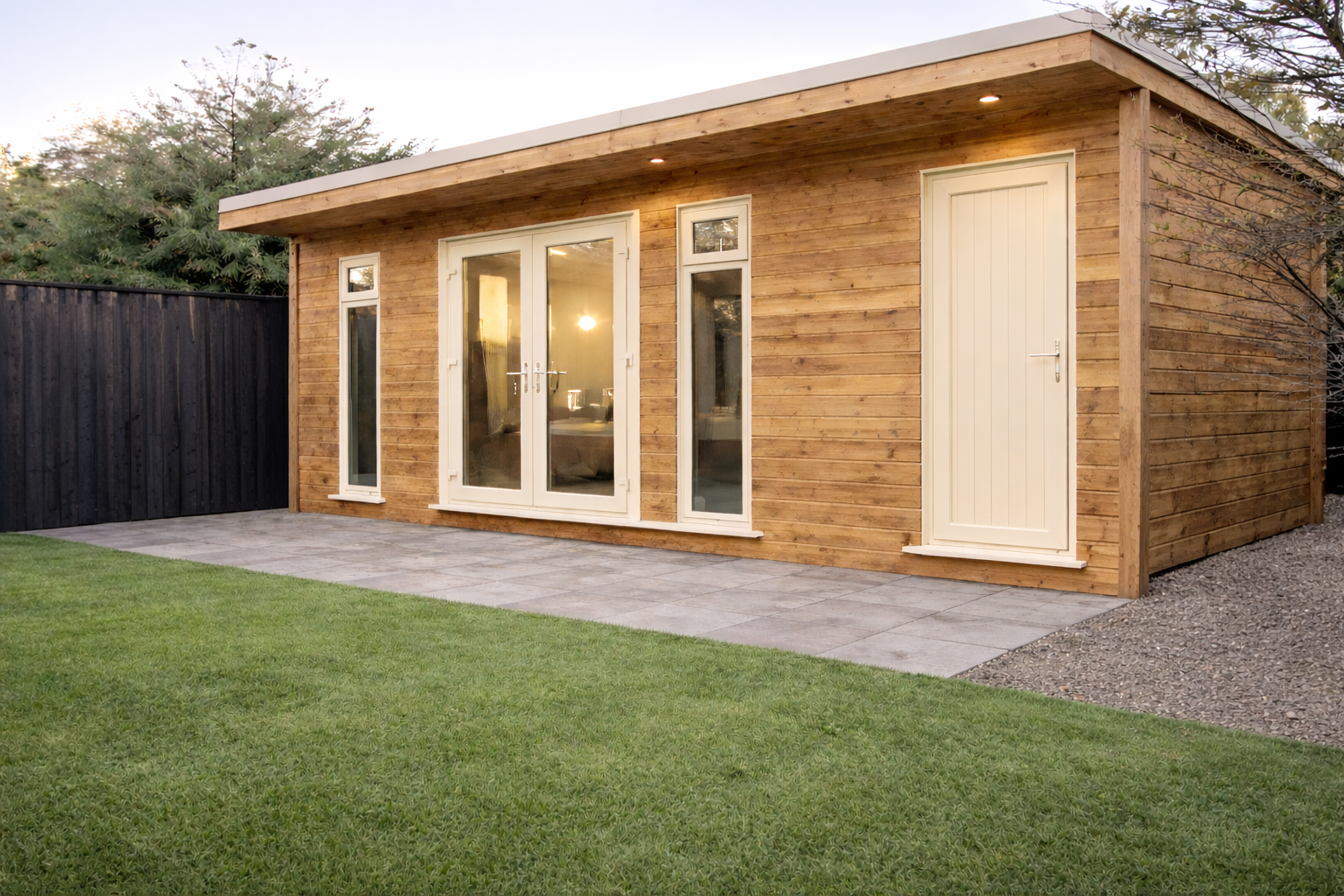 Nordic Spruce Clad Garden Room installed by All About Outdoors