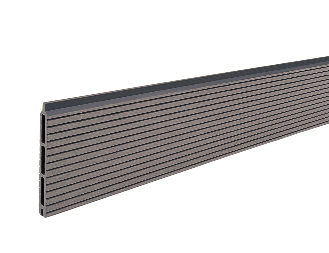 Grey grooved composite garden fence board